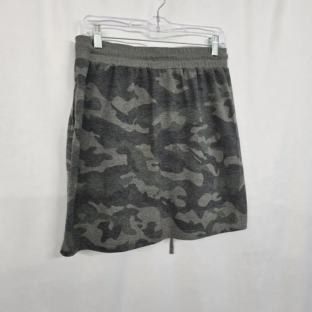 Jane & Delancey Skirt Women's L Green Camo Elastic Waist Drawstring Pockets